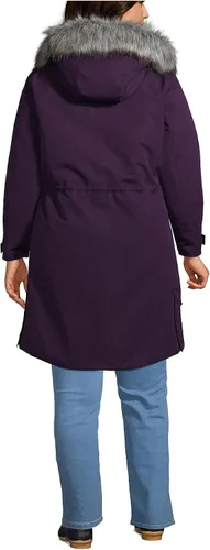 Vista 2 de Lands' End Expedition parka impermeable de plumón para mujer con capucha de piel sintética