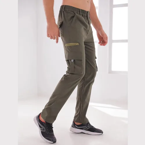 Vista 9 de Pantalones de carga para hombre, ligeros, tácticos, para senderismo, ajuste clásico, múltiples bolsillos
