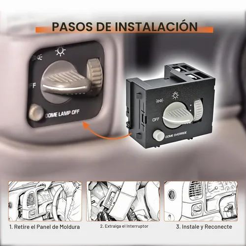 Vista 6 de Interruptor de control de atenuación de los faros, interruptor de lámpara de cúpula compatible con Chevy GMC C1500 C2500 C3500 K1500 K2500 K3500
