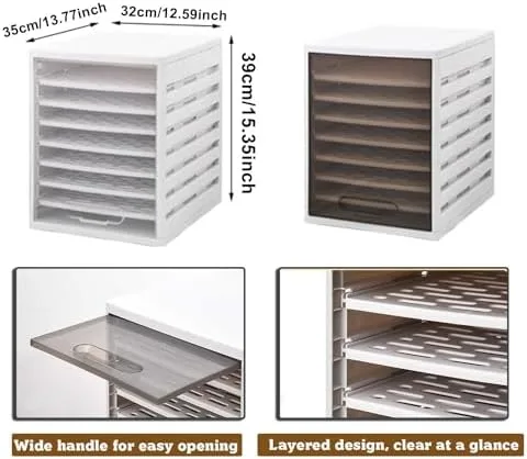 Vista 2 de Stackable Closet Organizer for Folded Clothes - 6 Partition Plastic Storage Bins with Lids, Drawer Organizer, Grey - Ideal for Efficient Closet
