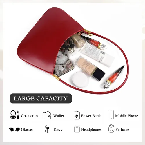 Vista 6 de Bolso de hombro para mujer, bolso pequeño de cuero genuino