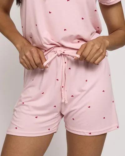 Vista 5 de Real Essentials - Conjunto ultrasuave de pijama de manga corta con pantalones cortos para mujer, para descansar y dormir