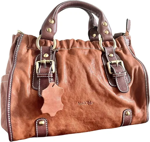 Vista 2 de NatCole Bolso de piel de becerro con una cartera a juego, Marrón