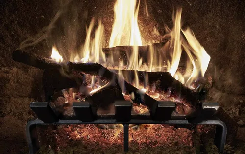 Vista 3 de Rejilla de leña para chimenea de acero sólido resistente, soporte para estufa de leña, 13 x 10 x 4 pulgadas