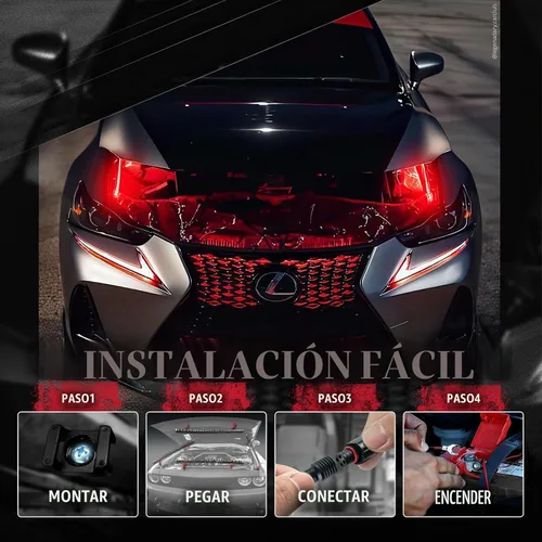 Vista 5 de OPT7 Aura Engine Bay - Kit de luz LED RGB con control remoto, 4 tiras de luz impermeables de 12 pulgadas para debajo del capó, modo multicolor