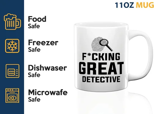 Vista 4 de Taza de café de detective de 11 onzas, color blanco, gran detective, policía, policía, patrulla, policía, policía, policía, policía, policía