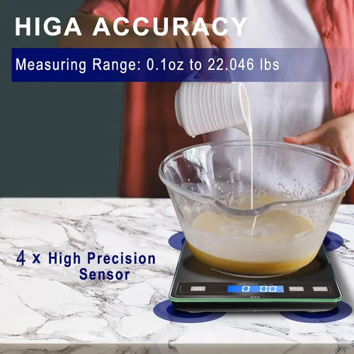 Vista 4 de hito Báscula de cocina digital de 33 libras, recargable, resistente al agua, peso gramos y onzas, 1 g/0.1 oz, precisa, para pérdida de peso, cocinar