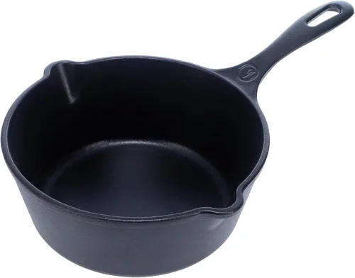 Vista 8 de Victoria Cacerola de Hierro Fundido de 0.5 Cuartos, Olla Pequeña de Hierro Fundido para Derretir Sazonada con Aceite de Linaza, Fabricada