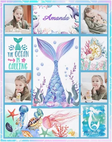 Vista 25 de Artsadd Manta facial personalizada de princesa para niñas, personalizada con cara de niños, manta personalizada para niños, nombre de foto de bebé