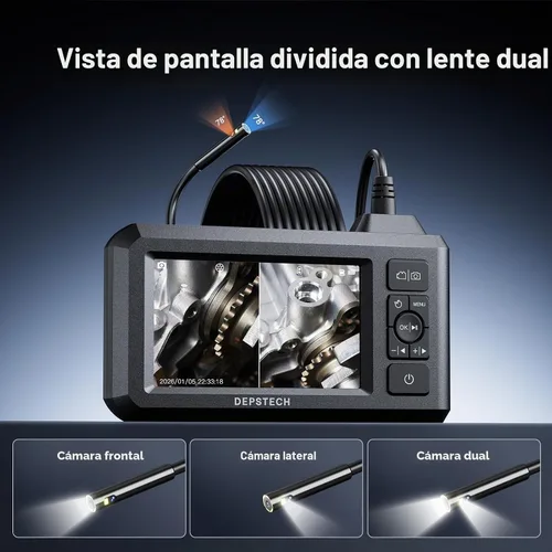Vista 2 de DEPSTECH Endoscopio industrial de doble lente, cámara de inspección digital de boroscopio 1080P, cámara impermeable IP67 de 0.311 in, cámara de Negro