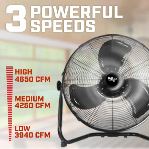 Vista 2 de El ventilador de piso de 20" y el soporte de pared ofrecen un flujo de aire de alta velocidad para un motor de aire, garajes, hogares o lugares