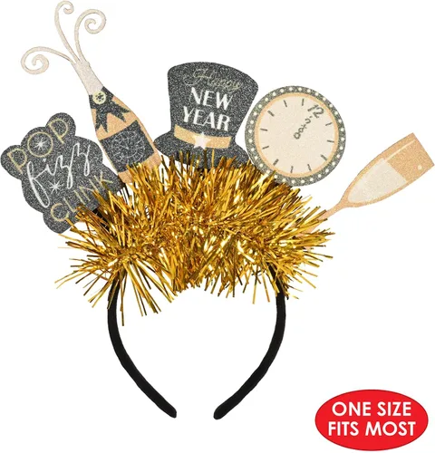 Vista 3 de Beistle Diademas de Feliz Año Nuevo - Brillantes, Star Boppers y sombreros de tela brillante: Año Nuevo