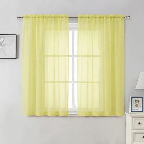 Vista 65 de Aiyufeng 2 paneles de cenefa transparente negra de 14 pulgadas de largo, cortinas cortas negras transparentes para dormitorio, cortinas de cocina