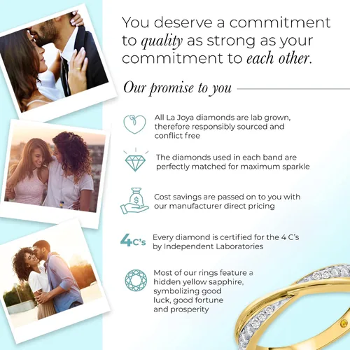 Vista 4 de La Joya 14 CT TW Certified Lab Created Diamond Bands for Women Solid 10k Yellow or White Gold Diamond Wedding Rings, Anniversary Bands, Promise