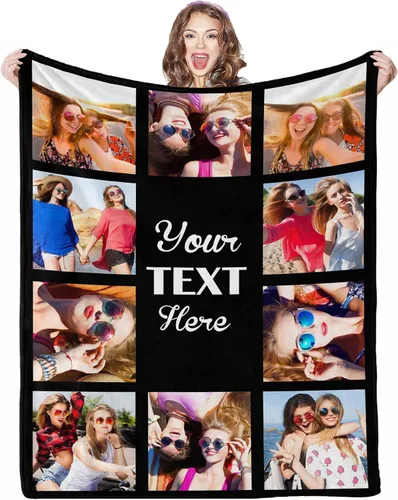 Vista 34 de Mantas personalizadas con fotos, 1 foto, manta personalizada, regalos personalizados para mamá, papá, pareja, novia, novio, esposa, marido, 8 tamaños