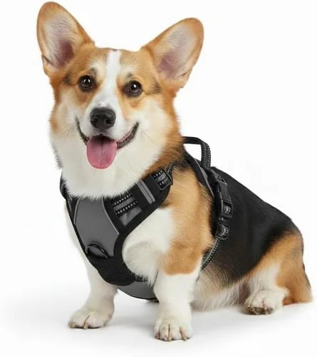 Vista 19 de Arnés para perro sin tirones, arnés reflectante cómodo ajustable con mango de fácil control delantero y trasero, acolchado suave para mascotas