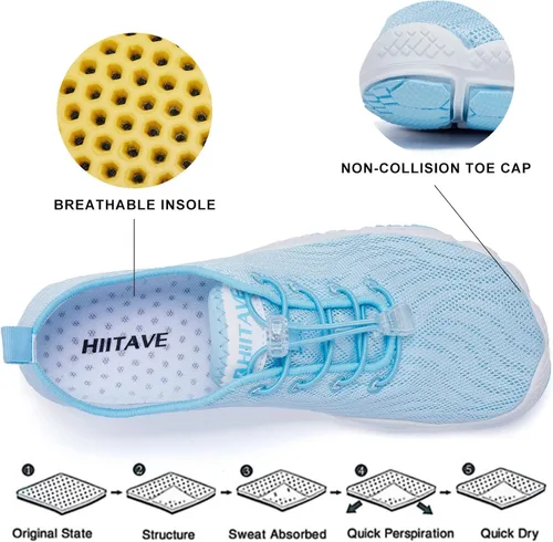 Vista 5 de HIITAVE - Zapatos de agua minimalistas para mujer, de secado rápido, para hacer natación, bucear, surfear, hacer deportes acuáticos, ir a