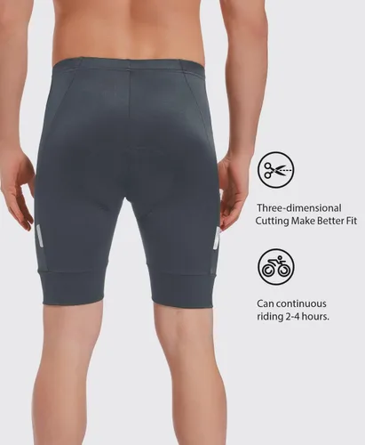 Vista 4 de qualidyne Pantalones cortos de ciclismo para hombre, con acolchado 4D, pantalones cortos de ciclismo para ciclismo en carretera, UPF 50+, bolsillos