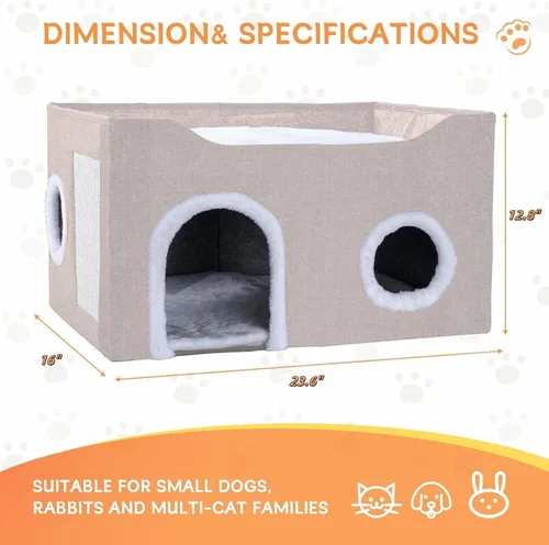 Vista 2 de Casa para gatos de interior – Cueva plegable para gatos y cama cubierta para gatos, escondite acogedor para mascotas pequeñas y gatos grandes