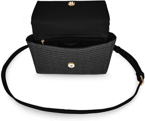 Vista 2 de KATIE LOXTON Mango de bambú para mujer, tamaño mediano, con pajilla, convertible, con asa superior, color negro, Negro