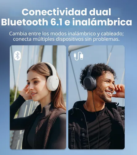 Vista 4 de Edifier W820NB Plus Gen 2 Auriculares inalámbricos sobre la oreja con cancelación de ruido, -49 dB ANC, audio LDAC de alta resolución, 88H