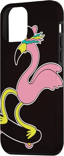Vista 2 de iPhone 12 Mini Flamingo Skater Skateboard Tropical Funny Animal Lover Estuche de regalo
