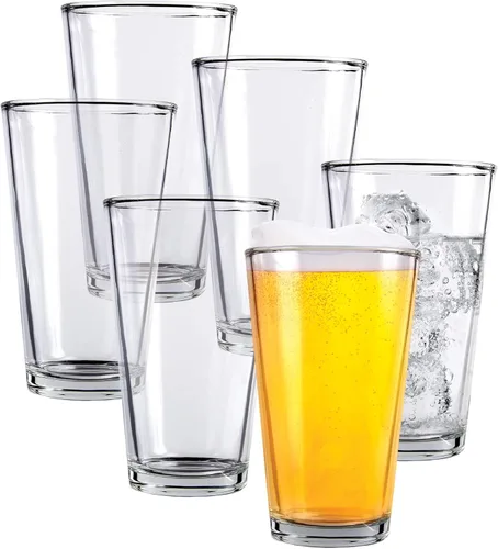 Vista 7 de Kitchen Lux - Juego de 2 vasos de pinta para cerveza – Vasos altos transparentes de 16 onzas y vasos multiusos – Vasos con base pesada
