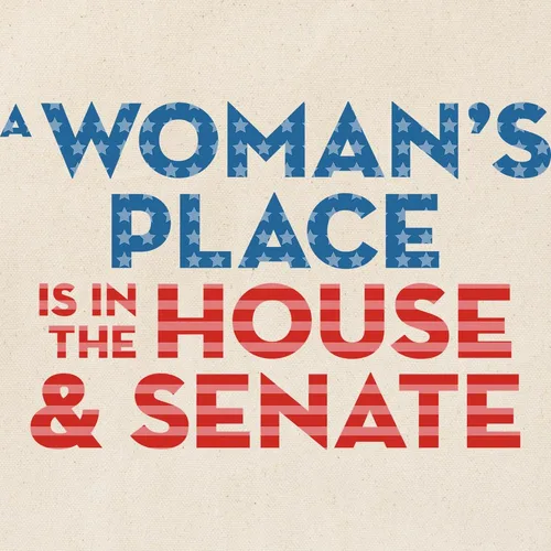 Vista 3 de CafePress A Woman's Place Is In The House & Senate, bolsa de lona natural, bolsa de compras reutilizable