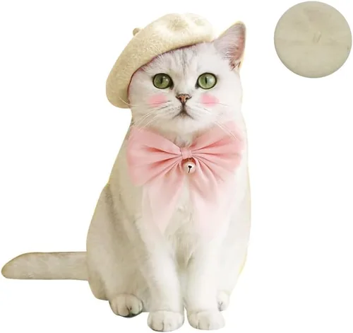 Vista 14 de Gorras de boina para perro Boinas para gatos Moda para las cuatro estaciones Graciosas y cómodas de lana Gorra para mascotas (Negro)