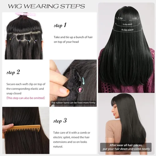 Vista 7 de Extensiones de cabello lacio con clip, suaves y gruesas (20 pulgadas, 4 unidades, 16H613#)