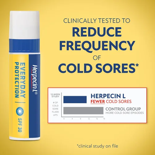 Vista 2 de Herpecin L - Bálsamo labial en barra con SPF30 y lisina; protege y trata el herpes labial y ampollas de fiebre, labios agrietados, 0.1 onzas