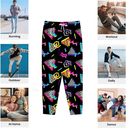 Vista 6 de Pantalones deportivos de moda estilo de los años 80 para hombre, pantalones deportivos divertidos para hombre, pantalones deportivos casuales