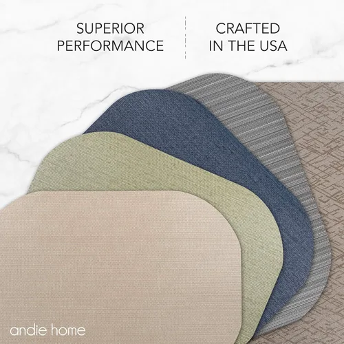 Vista 7 de Andie Home - Manteles individuales ovalados para mesa de cocina y comedor, juego de 6 piezas, resistentes al calor y lavables a la superficie, gris