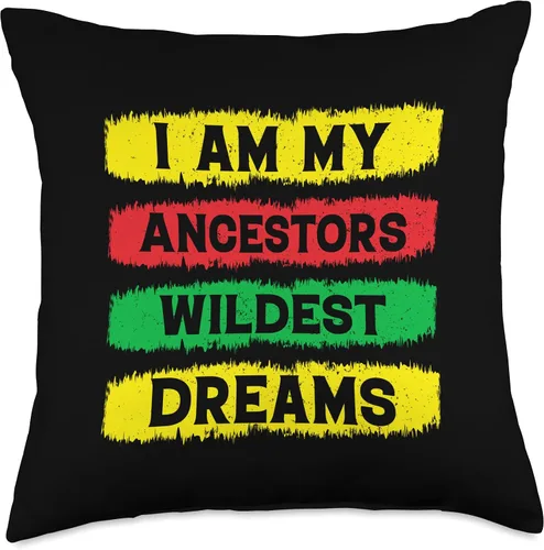 Vista 4 de I Am My Ancestors Wildest Dreams Black History Throw Pillow