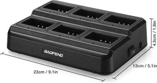 Vista 4 de BAOFENG Cargador de seis vías UV-5R Estación de carga multiunidad para UV-5R 8W BF-F8HP GT-5R UV-5R+ Plus UV-5RE UV-5RTP UV-5RX3 UV-5RA UV-5G Walkie