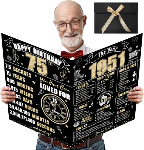 Vista 12 de Turypaty Tarjeta de 10 cumpleaños grande con sobre para niños y niñas, libro de firmas de invitados gigante de feliz 10 cumpleaños en negro y oro