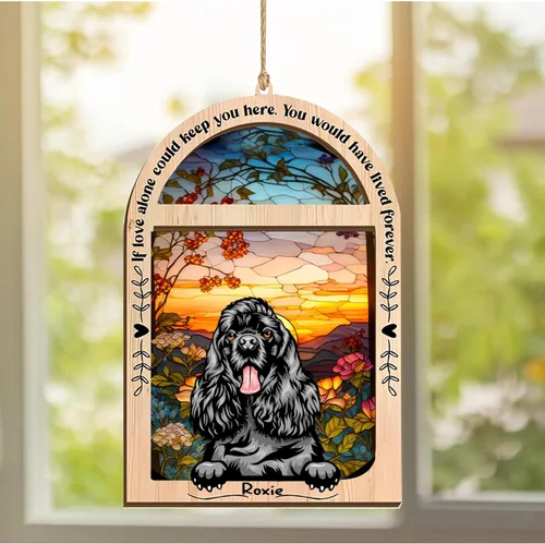 Vista 270 de LOVELYPOD Adorno de Navidad personalizado de sabueso afgano, atrapasoles con nombre, regalos de pérdida de mascotas, regalos para amantes