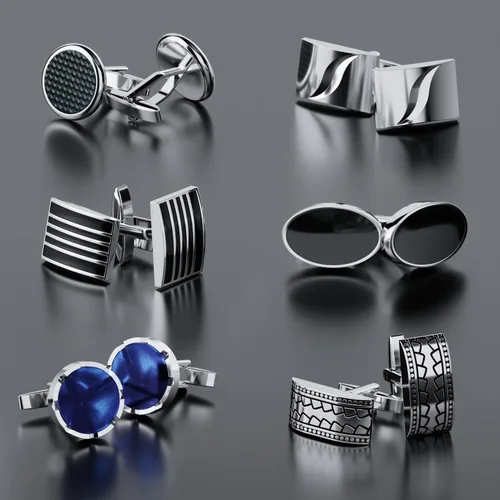 Vista 2 de UHIBROS Gemelos para hombres, camisa de esmoquin de acero inoxidable 316L, accesorios únicos de negocios, novio, boda, negro, plata, oro, joyería