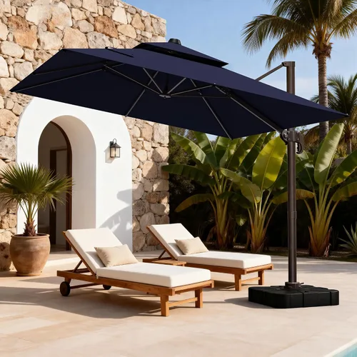 Vista 73 de Sombrilla de 10 x 13 pies para exteriores, sombrilla grande rectangular con viga voladiza, resistente, con rotación de 360°, sombrilla con Beige