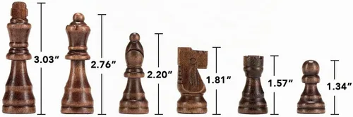 Vista 2 de AMEROUS Piezas magnéticas de ajedrez de madera, piezas de ajedrez de madera de Staunton de torneo, figuras de rey de 3.03 pulgadas, piezas