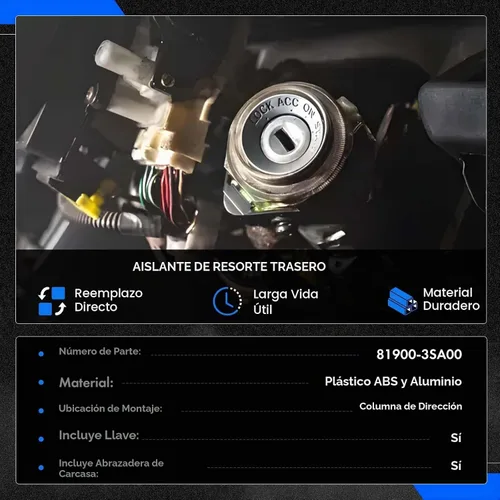 Vista 7 de Ensemble de interruptor de cerradura de encendido 81900-3SA00 con llaves compatible con Hyundai Sonata 2011-2014, cilindro de cerradura de encendido