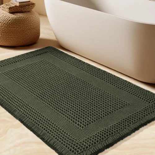 Vista 100 de Tapete de baño con diseño de gofre, moderno, bohemio, absorbente, antideslizante, ultrasuave, lavable a máquina, con letra de baño, dormitorio