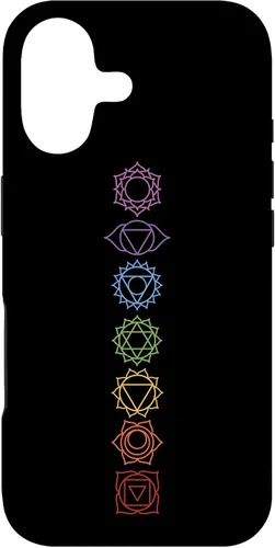 Vista 32 de Funda para iPhone 13 Pro Max, regalo espiritual Zen Rainbow Chakras alineados para amantes del yoga