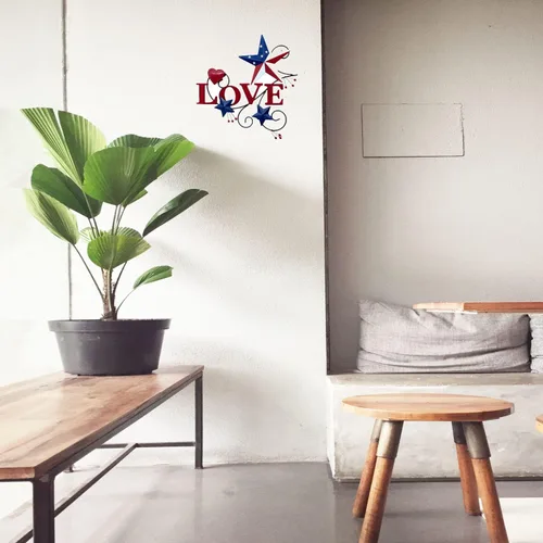 Vista 5 de 4homemax Primitive Country - Arte de pared de metal con estrellas y corazones americanos, 4 de julio, decoración patriótica de pared para interiores