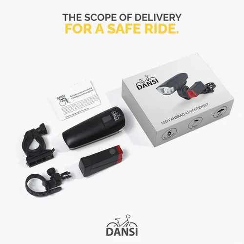 Vista 7 de DANSI Luces de bicicleta para montar por la noche, súper brillante con funciones intermitentes. Fácil de instalar conjunto de luces para bicicleta