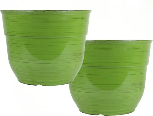 Vista 9 de Garden Elements Maceta de plástico cepillada y esmaltada para interiores y exteriores Happy, grande, púrpura oscuro, 15 pulgadas (Paquete de 2)