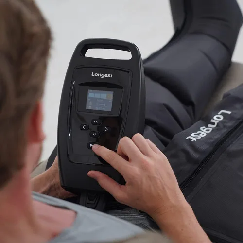 Vista 8 de Botas de terapia de compresión de aire para pies de LONGEST, bombas de linfedema para piernas Sistema de recuperación linfática de compresión