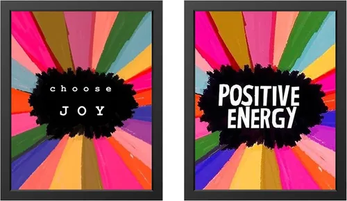 Vista 5 de Choose Joy & Positive Energy - Decoración de pared inspiradora, decoración retro de los años 70 motivacional para decoración del hogar, oficina