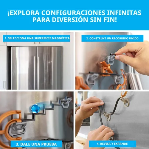 Vista 7 de National Geographic Magnetic Marble Run - Juego de construcción STEM de 75 piezas para niños y adultos con pista magnética, piezas de truco