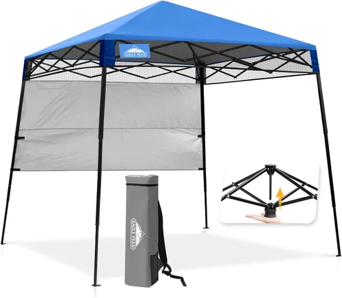 Vista 23 de EAGLE PEAK Toldo Emergente de 8x8 pies con Pared Lateral, Compacto, Portátil con Patas Inclinadas, Refugio Solar Instantáneo para Playa, Deportes